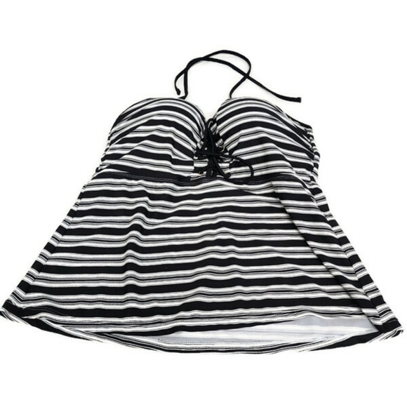 Tahiti xl womens tankini top black and white striped - Picture 1 of 4